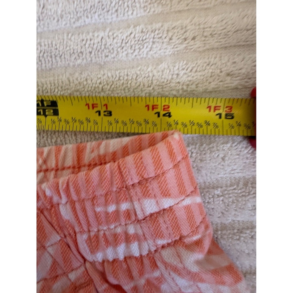 Lands End Womens Shorts Size 8 Coral Pink Tropical Leaf Print Mid Rise Cotton - Picture 15 of 15